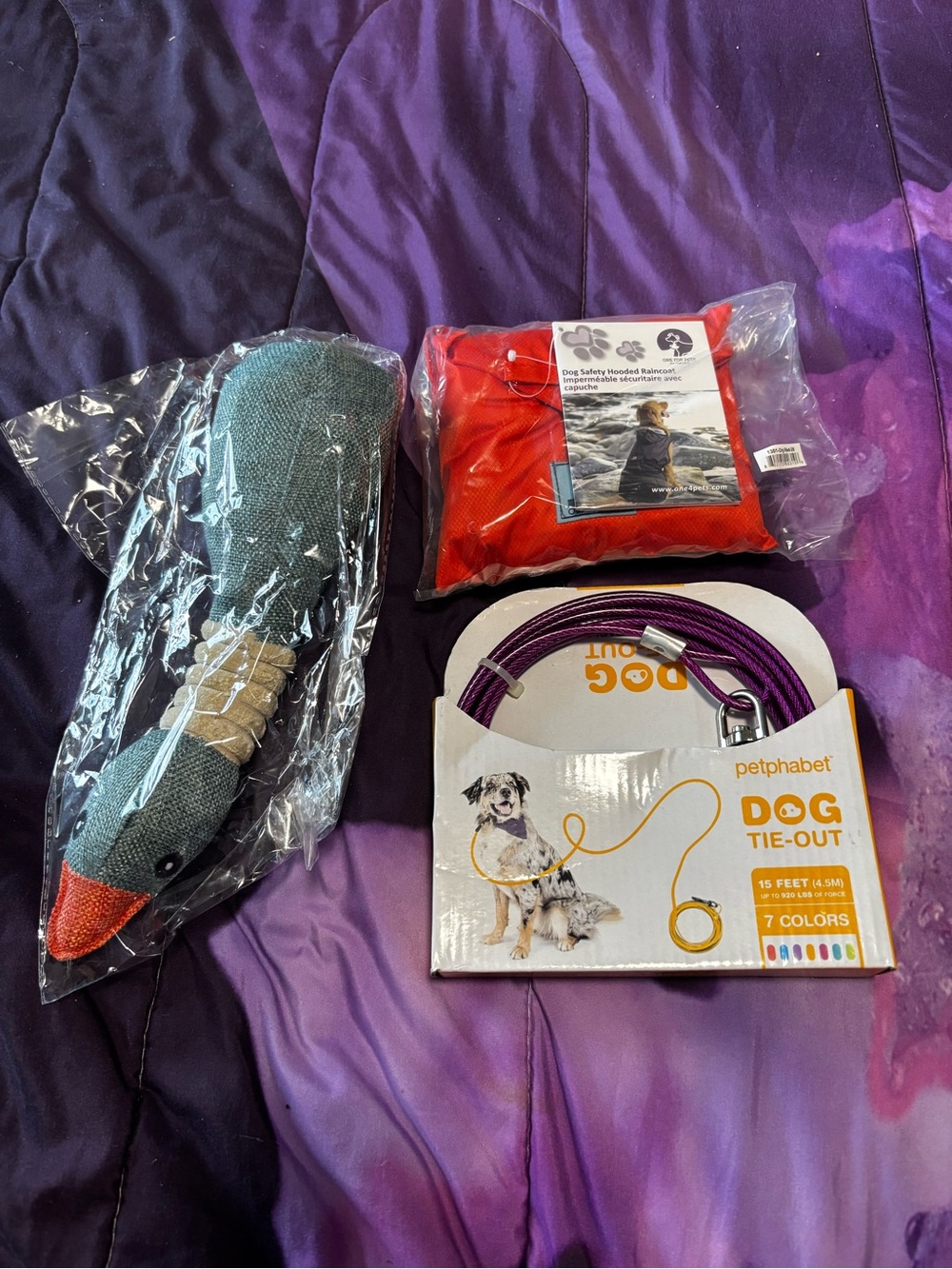 Dog Bundle featuring Purple Dog Tie-Out Cable - 15 ft
